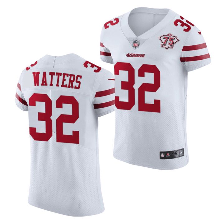 Men San Francisco 49ers 32 Ricky Watters White 75th Anniversary Throwback Elite Retired Player NFL Jersey